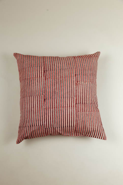 Rustic Stripes Block Print Pillow | Pillows by Ninéh