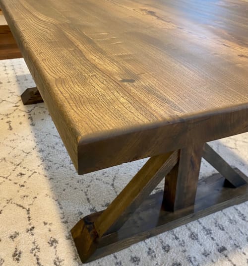 Solid Elm Dining Table with Trestle Legs | Tables by Good Wood Brothers