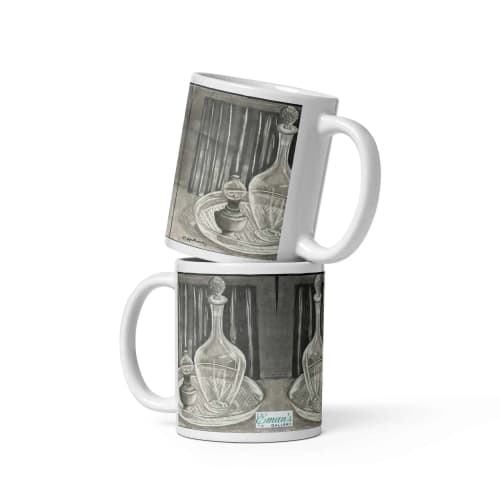 Coffee Mug - Crystal Memory - Still Life Monochrome Drawing | Work by Eman's Gallery