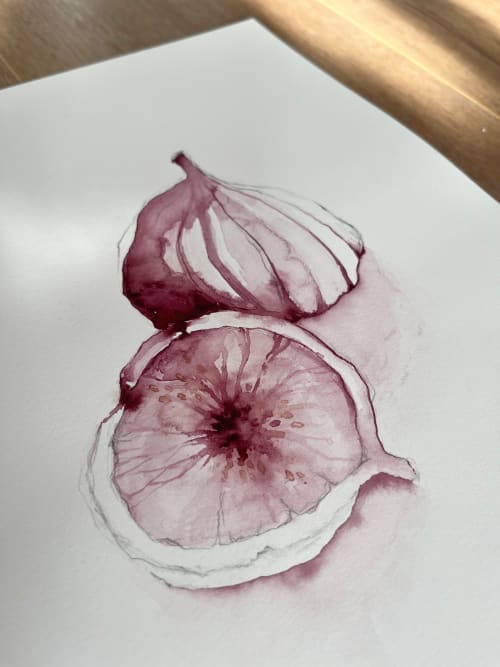 Purple Figs 03 original watercolor | Paintings by Angele K