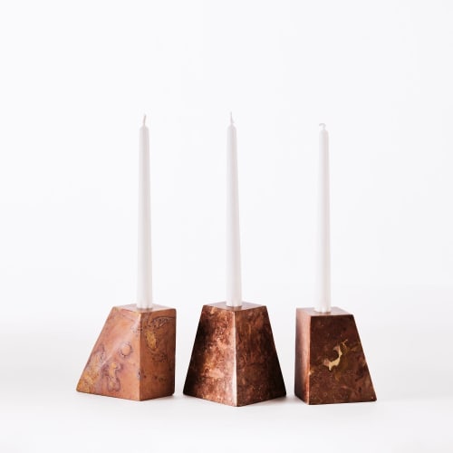 Pyramid Candle Holders Red | Work by District Loom
