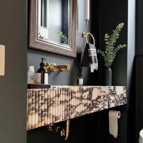 Modern Design Fluted Calacatta Viola Marble Sink : A Unique Work of Art for Your Bathroom | Water Fixtures by AYMARBLEDESIGN LLC