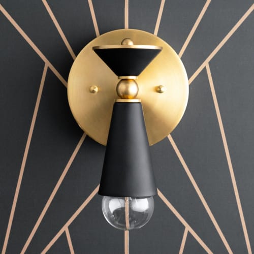 Art Deco Sonce - Black and Brass Sconce - Model No. 8393 | Sconces by Peared Creation