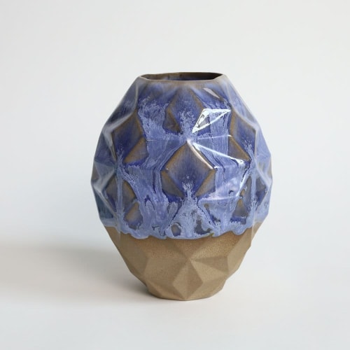 Oblique in Coral Blue | Vases & Vessels by by Alejandra Design