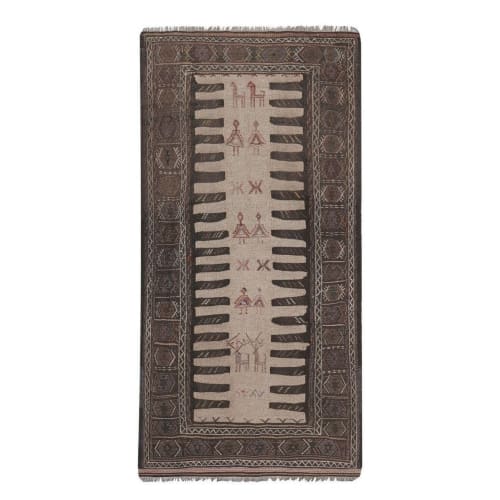 Vintage Turkish Animal Pictorial Sumac Rug 3'3'' x 5'11'' | Rugs by Vintage Pillows Store