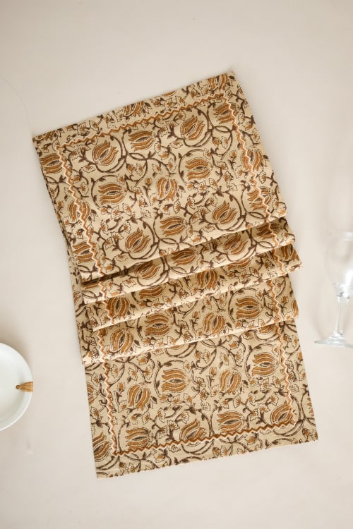 Honey Bloom Kalamkari Table Runner | Linens & Bedding by Ninéh