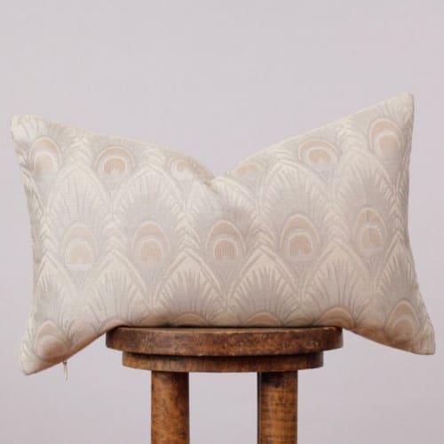 Embroidered Feathers Decorative Pillow 14x22 | Pillows by Vantage Design