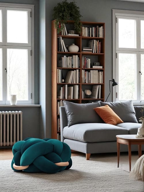 (L) Petrol Knot Ottoman | Benches & Ottomans by Knots Studio