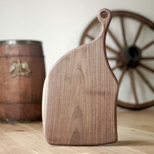 Broad Curved cutting board, walnut, maple, cherry | Serveware by Crafted Glory