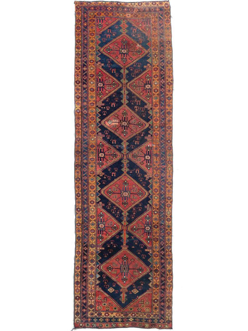 Funky Boho Vintage Kurdish Runner with DAZZLING Colors; Lime | Runner Rug in Rugs by The Loom House
