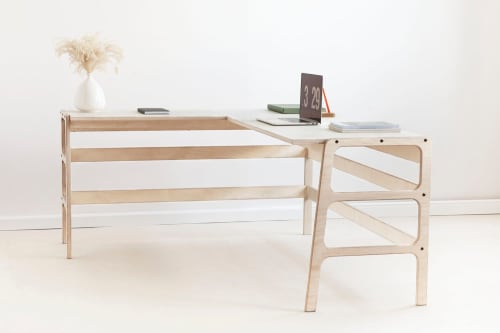 L shaped desk, Desk,Mid century modern, Modern Scandinavian | Tables by Plywood Project