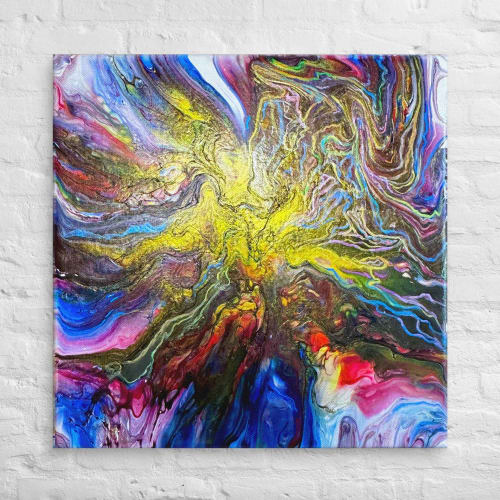 Canvas Print - In The Beginning - Cosmic Gold Explosion | Work by Eman's Gallery