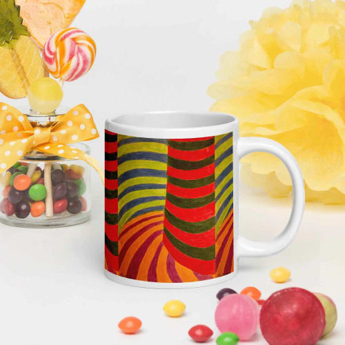 Coffee Mug - No Brake Zone - Op Art Geometric Motion | Work by Eman's Gallery