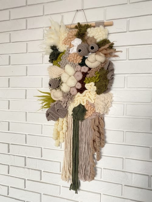 Unique coral reef wall art 42x90 cm | Wall Hangings by Awesome Knots