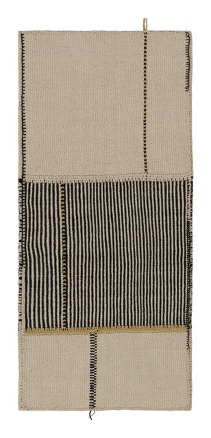 Rug & Kilim�s Contemporary Runner Kilim, In Black And Beige Tones and Stripes | Rugs by Rug and Kilim
