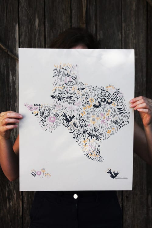 Texas Shape Floral Poster | Prints by Leah Duncan