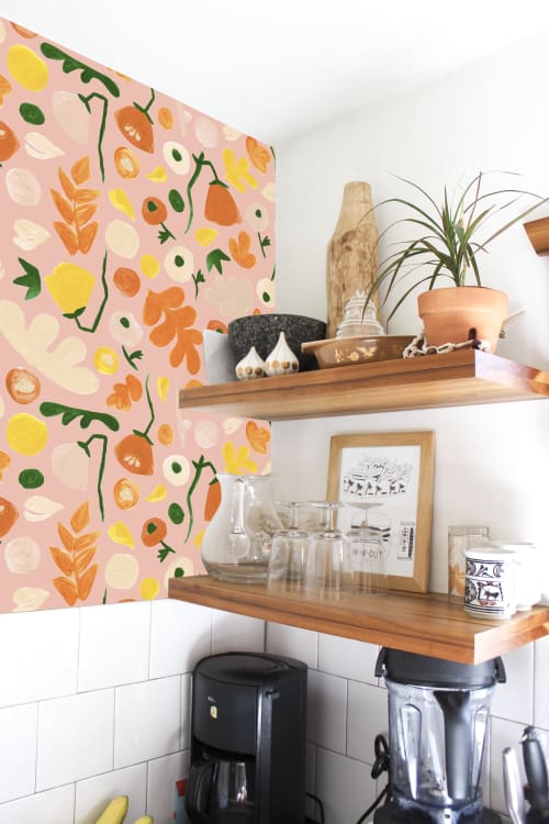 Henri Floral Removable Fabric Wallpaper - Peel and Stick! | Wallpaper by Samantha Santana Wallpaper & Home