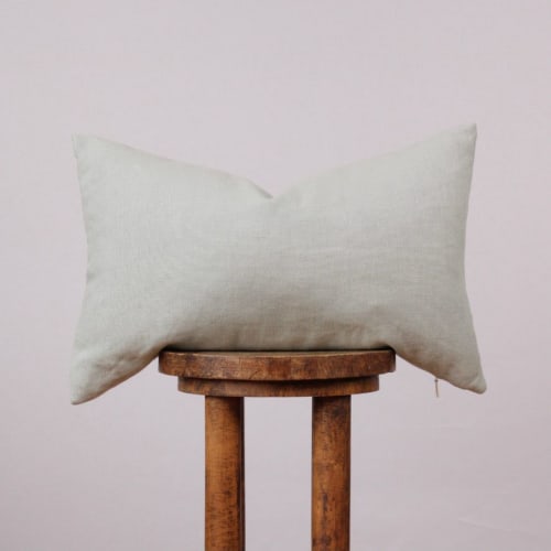Robins Egg Blue Linen Lumbar Pillow 14x22 | Pillows by Vantage Design