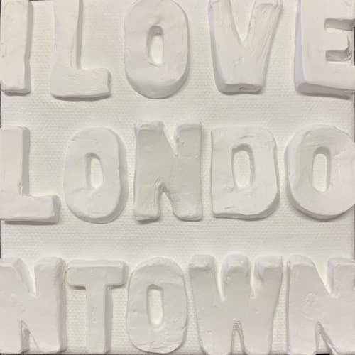 I Love London Town 5"x5" | Mixed Media in Paintings by Emeline Tate
