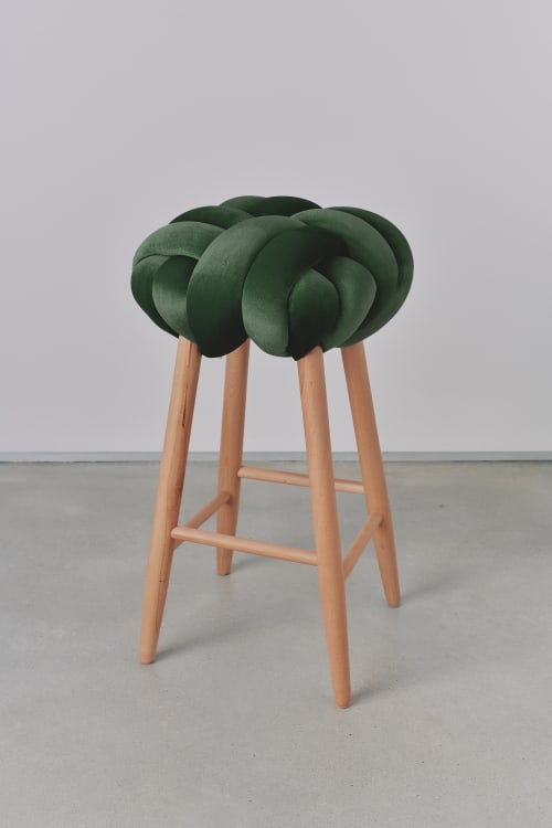 Olive Green Velvet Knot Bar Stool | Chairs by Knots Studio