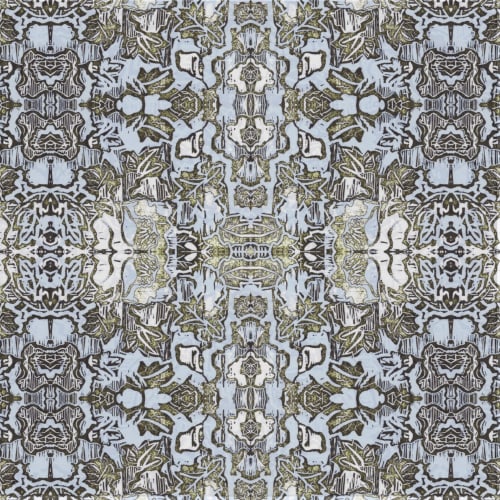 Indian Floral (Med), Sea | Fabric in Linens & Bedding by Philomela Textiles & Wallpaper
