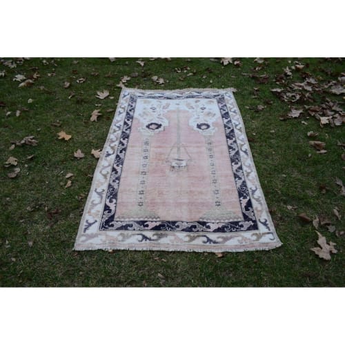 Turkish Soft Muted Color Oushak Living Room Rug 3'6" X 5'8" | Rugs by Vintage Pillows Store