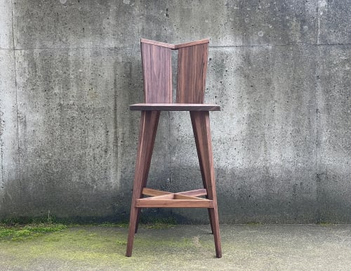 Modern wood slab barstool / counter stool | Chairs by Marco Bogazzi