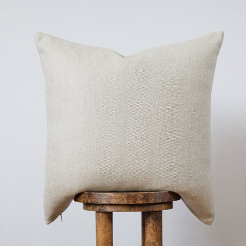 Cream & Brown Wool Pillow 22x22 | Pillows by Vantage Design