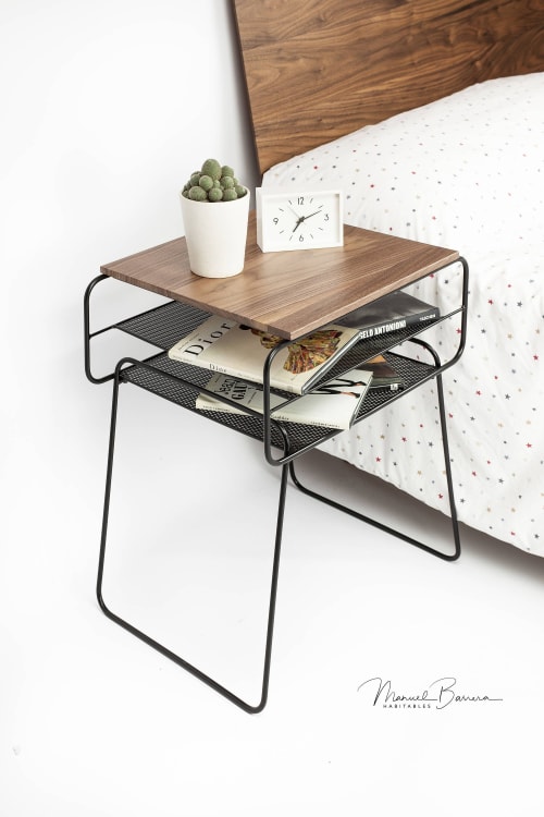 2 Units Iron and Wood Bedside Table / Nightstand | Tables by Manuel Barrera Habitables