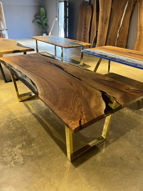 Epoxy Walnut Table, Resin Table, Epoxy Live Edge Dining | Tables by Tinella Wood