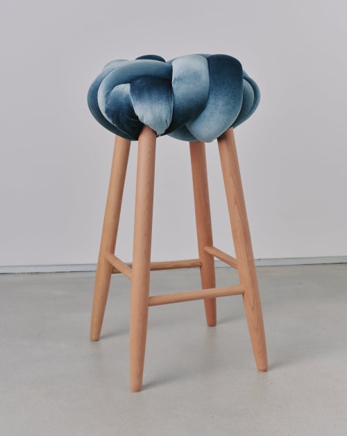 Sage Velvet Knot Bar Stool | Chairs by Knots Studio