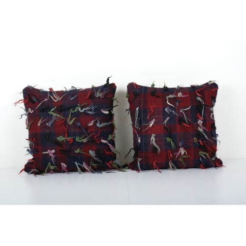 Vintage Handwoven Multi Color Turkish Flokati Shagy Pillow C | Pillows by Vintage Pillows Store