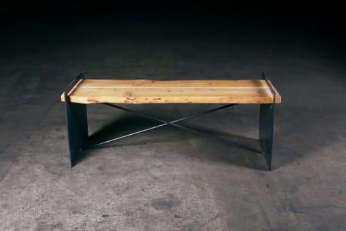 Live Edge Cedar & Steel Bench | Benches & Ottomans by Urban Lumber Co.
