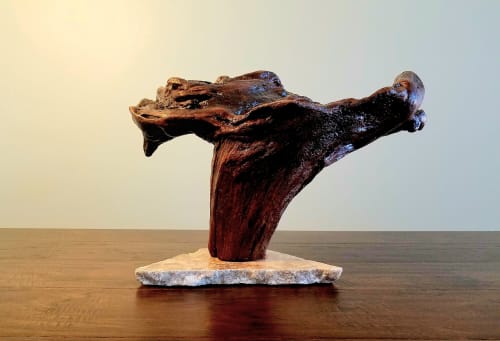 Driftwood Sculpture "Buckhead" with Marble Base | Sculptures by Sculptured By Nature  By John Walker