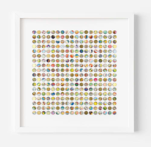 Three Hundred and Twenty Four World Map Dots Collage with Gold | Paintings by Amelia Coward