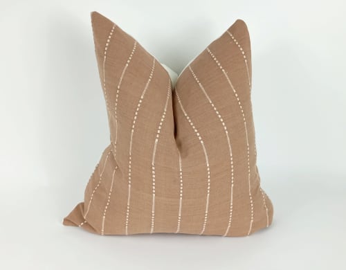 hmong pillow. tan woven cotton pillow. tan striped pillow. | Pillows by Velvet Fringe