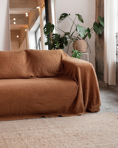 Waffle Linen Couch Cover | Linens & Bedding by MagicLinen