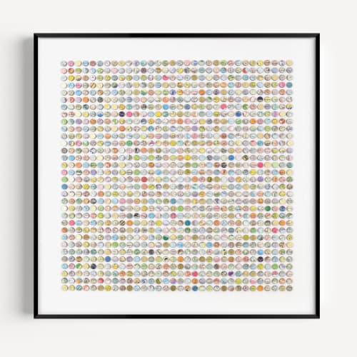 One Thousand And Twenty Four Map Dots Collage With Gold Leaf | Paintings by Amelia Coward