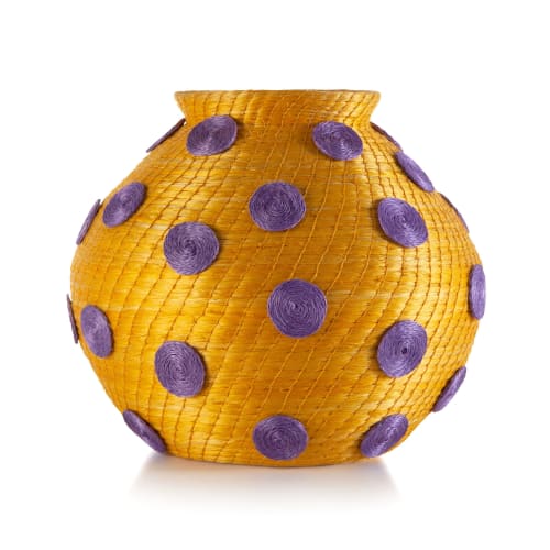 spotted small bulbous vase marigold | Vases & Vessels by Charlie Sprout
