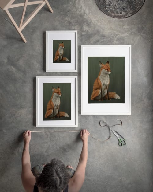 Woodland Fox Art Print, Spring Green Nature Wall Art | Prints in Paintings by The Ugly Cat Studio