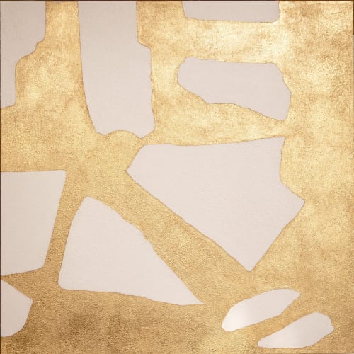 Large gold leaf painting golden abstract painting gold | Paintings by Berez Art