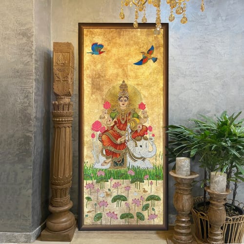 Gaj Lakshmi, Goddess of Wealth Luck & Prosperity. Handmade B | Wall Hangings by MagicSimSim
