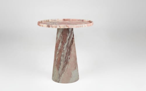 Pink marble round coffee table | Water Fixtures by AYMARBLEDESIGN LLC