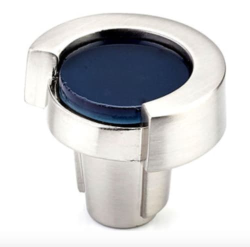 Astratto Navy Blue Round Knob With Satin Nickel Finish | Hardware by Windborne Studios