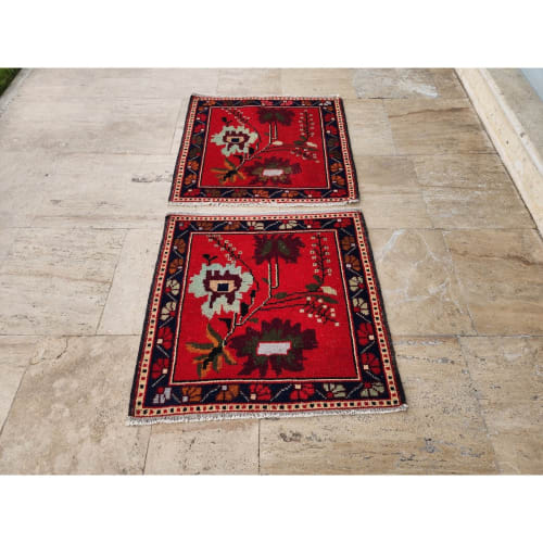 Turkish Floral Rug - a Pair | Area Rug in Rugs by Vintage Pillows Store