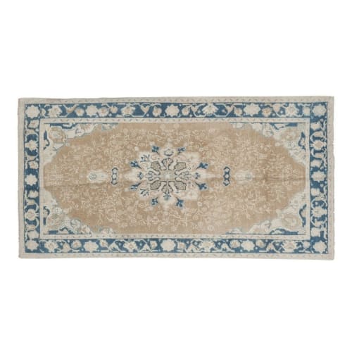 Unique Pattern Turkish Oushak Rug, Pale Overdyed Boho Carpet | Rugs by Vintage Pillows Store