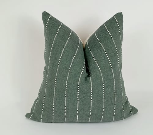 hmong pillow, green woven pillow, green striped pillow | Pillows by Velvet Fringe