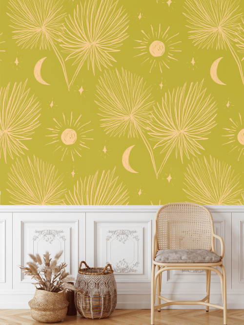Night Palm Traditional Wallpaper - Prepasted, Colorful | Wallpaper by Samantha Santana Wallpaper & Home
