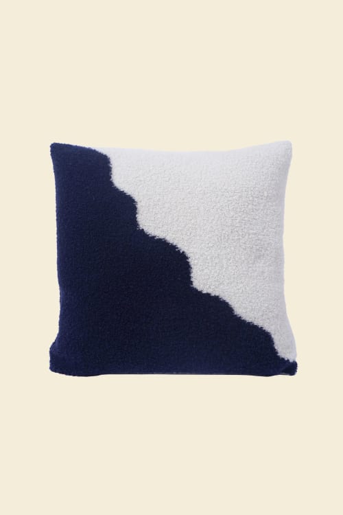 Plush Pillowcase in White/Navy | Pillows by BOI