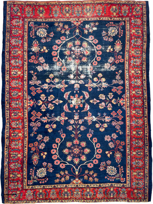 MOODY Antique Lilihan Persian Rug | Open Dancing Vines | Area Rug in Rugs by The Loom House